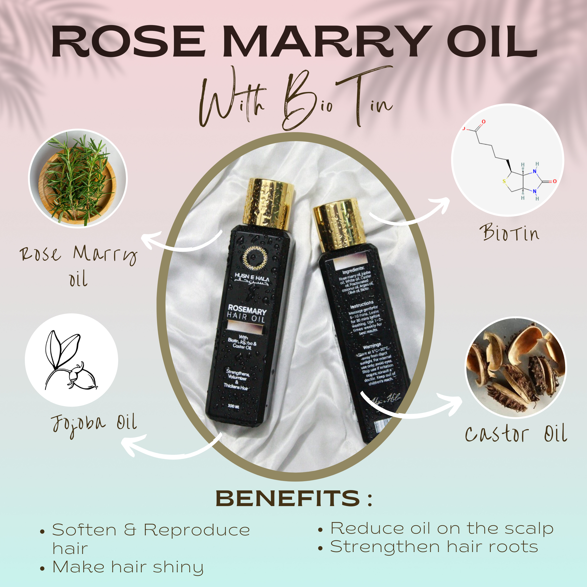 Essential Rose Mary Hair Oil By HUSN-E-HALA